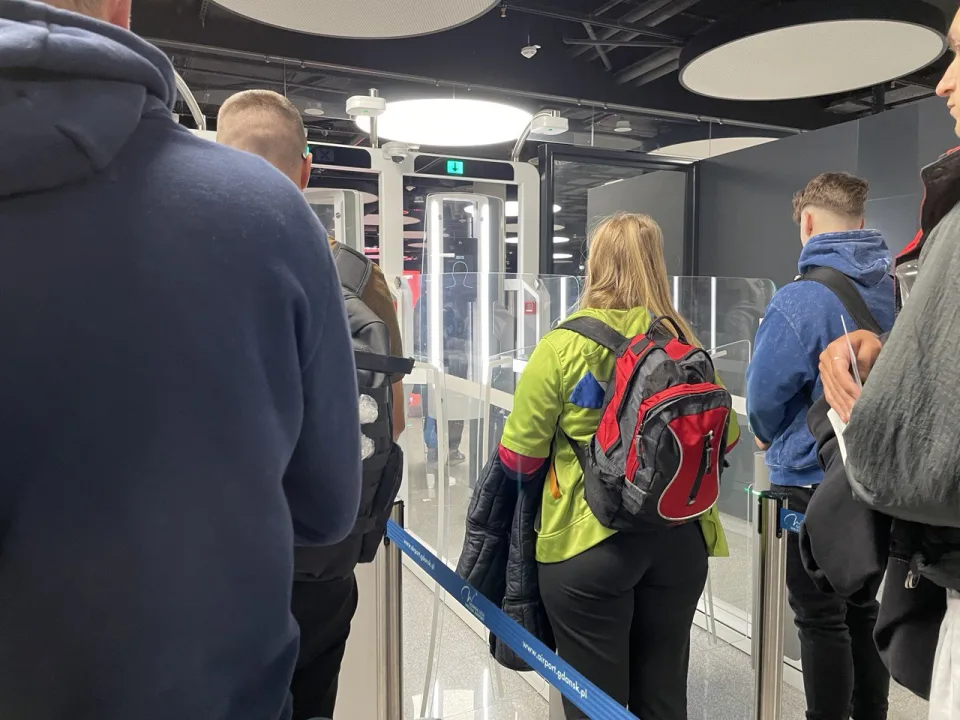Passengers queueing for passport control