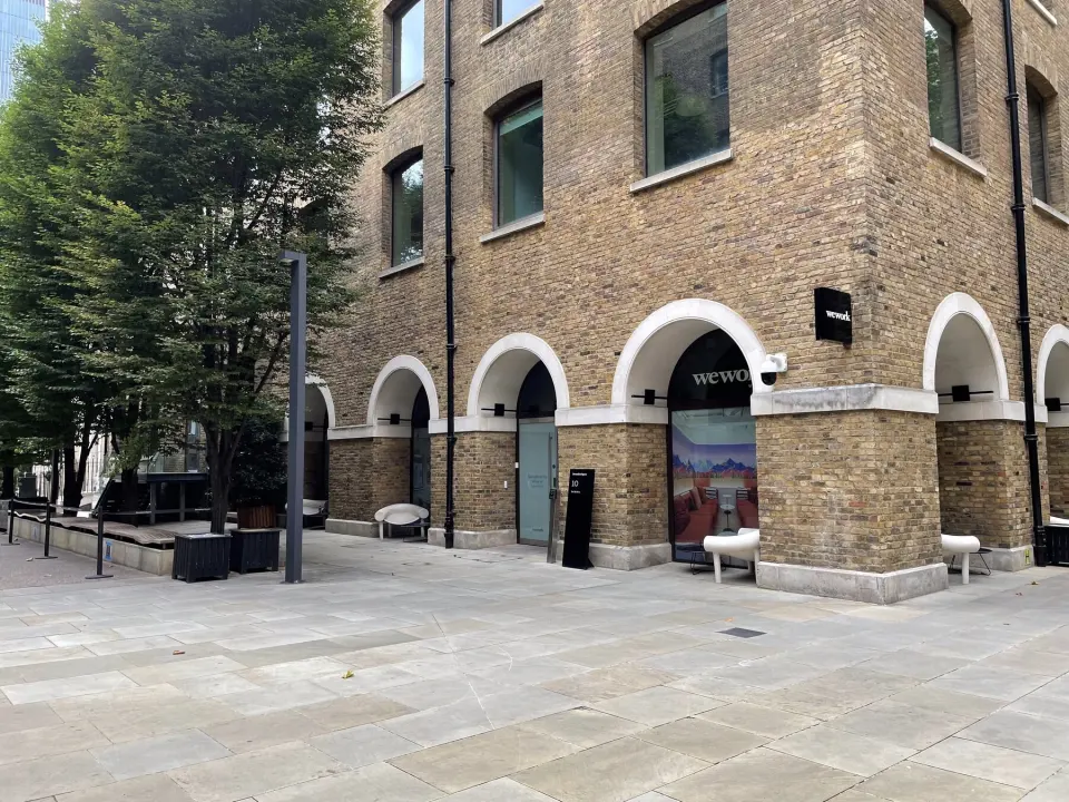 Entrance to a brick office building in the City of London