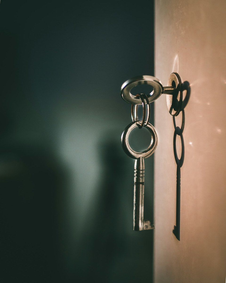 A key in a door lock