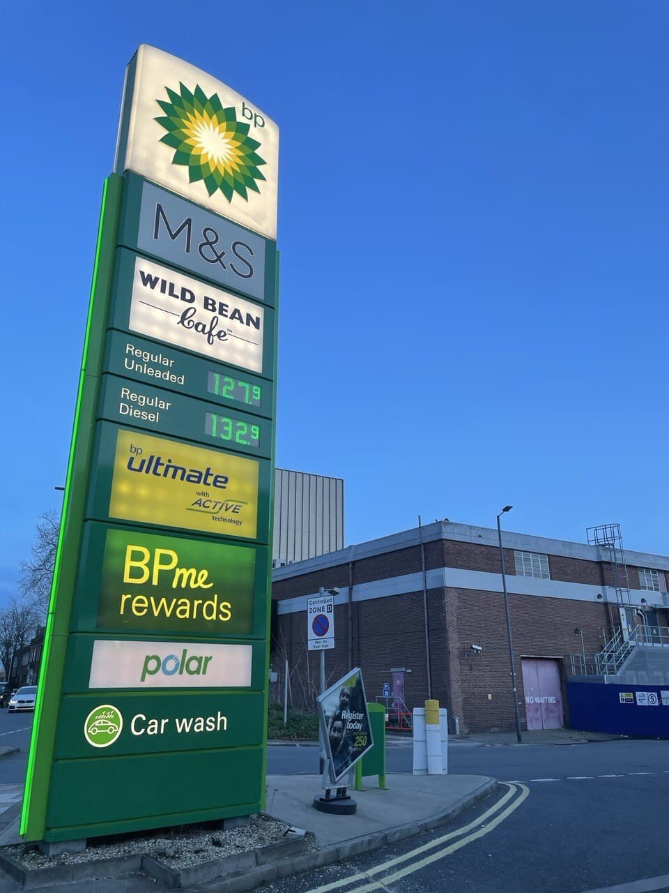 Price totem at a UK filling station