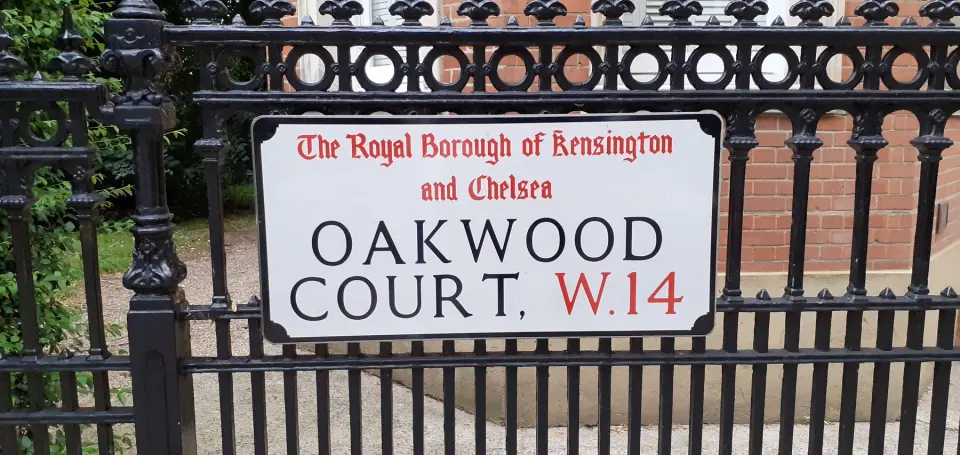 A Royal Borough of Kensington and Chelsea street sign in London