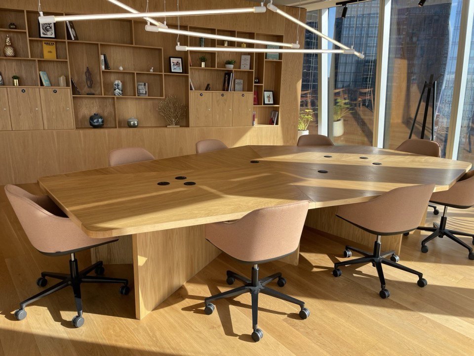 Empty boardroom table in a London office