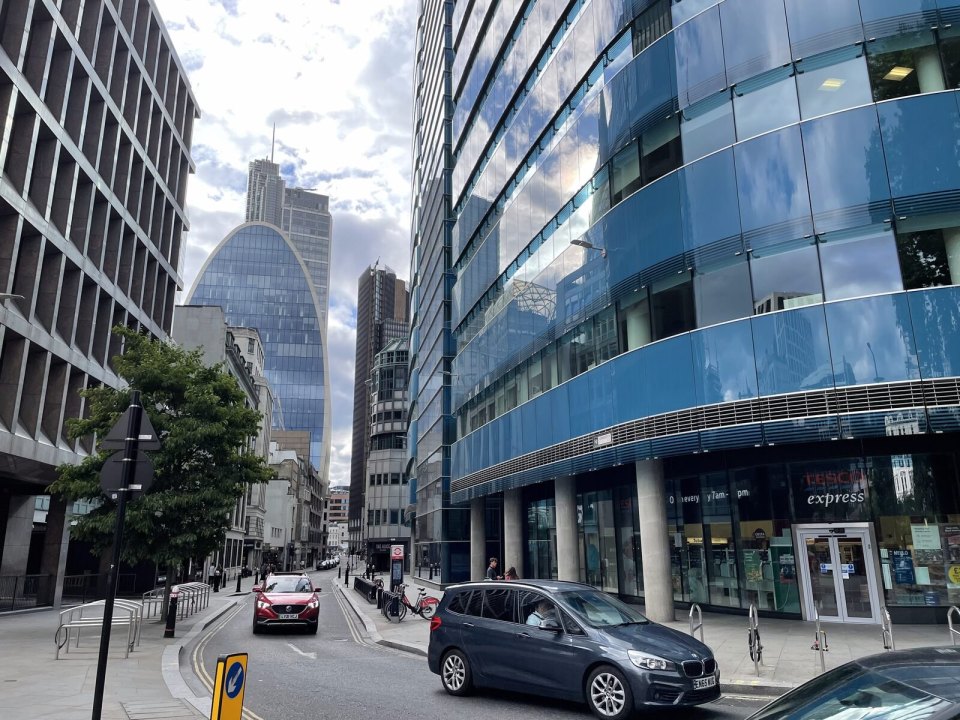 Glass office buildings in the City of London