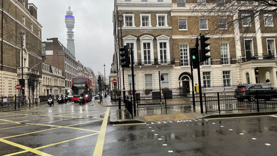 Georgian terraced houses on a street in central London