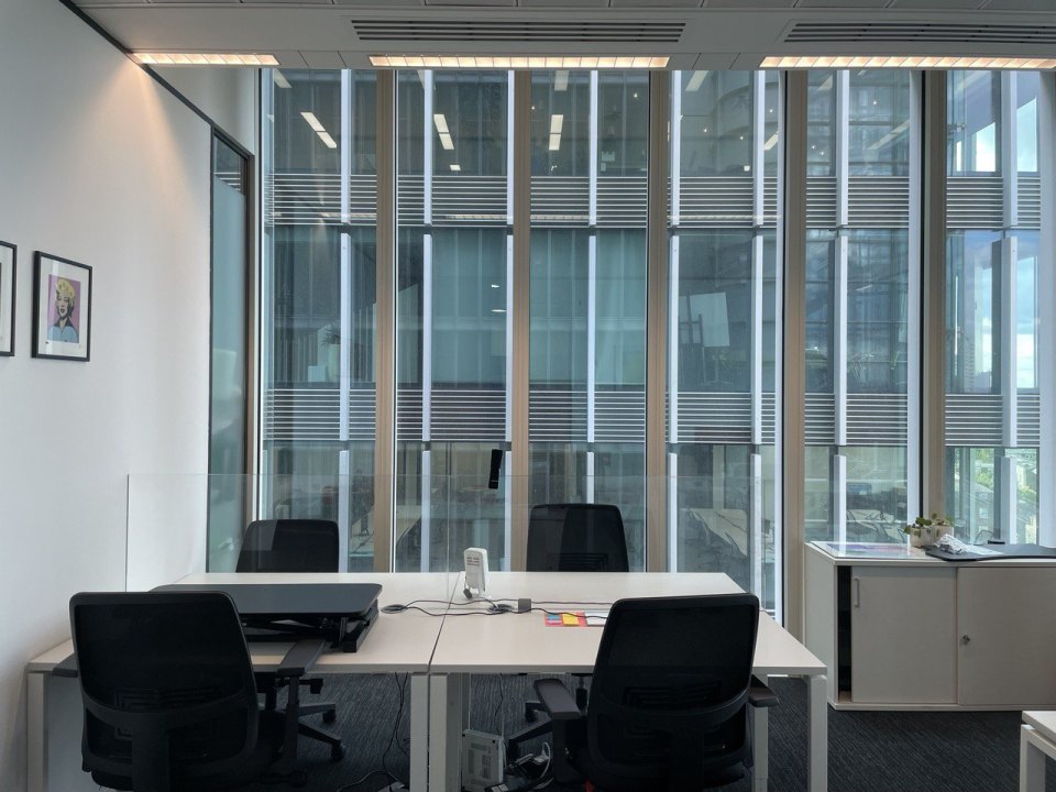 Empty desks in a London office