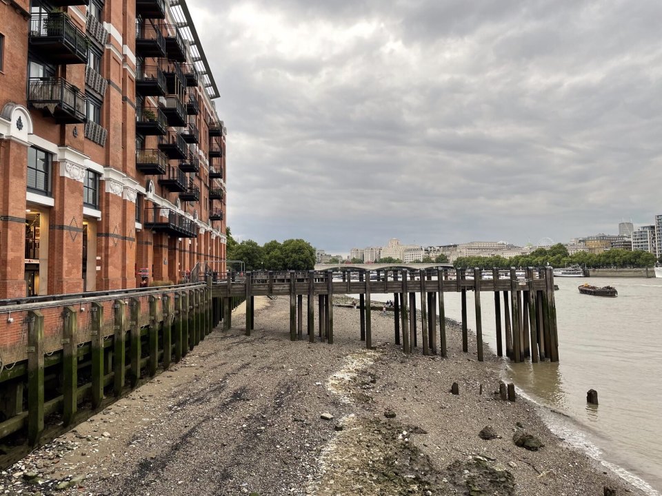 Brick residential blocks on the bank of the Thames