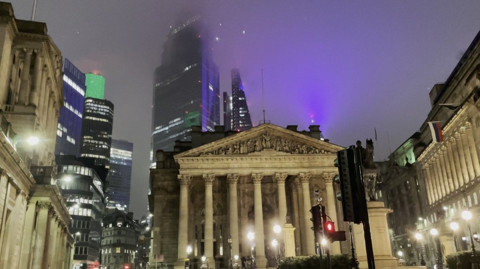 A London business district in archive video illustrating SME contracts