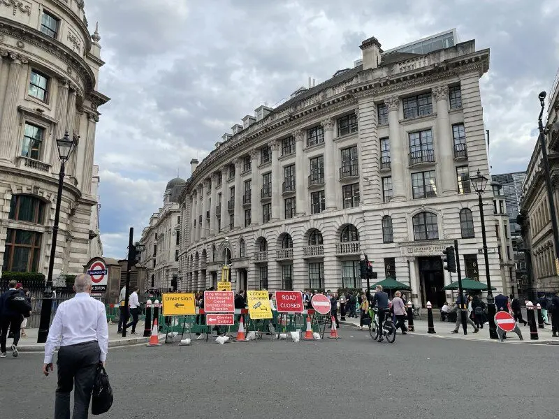 A closed street in central London