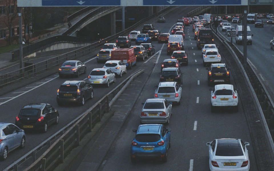 Heavy traffic on an urban road in Britain