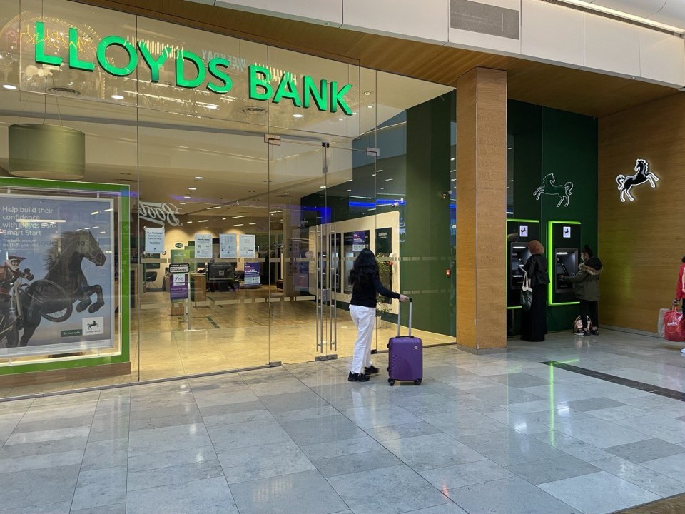A Lloyds Bank branch with its sign