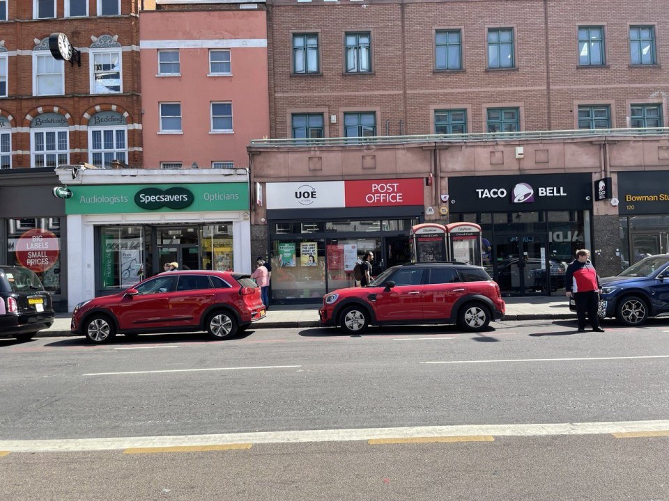 A high street with shops