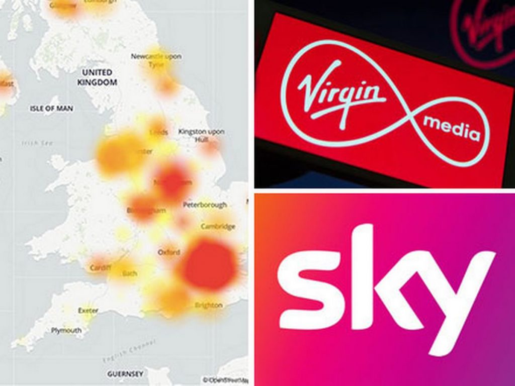 британцы по всей стране сообщают о проблемах с интернетом Sky и Virgin 