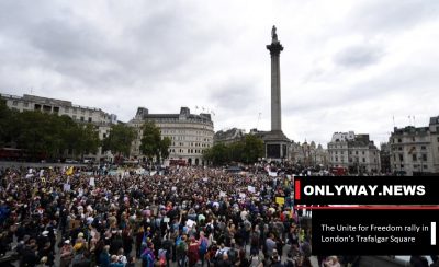 The Unite for Freedom rally in London’s Trafalgar Square