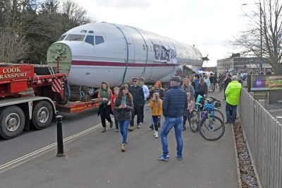 The day a Boeing 727 was driven down the M5 - all we know. The craft set off from Cotswold Airport on the back of a truck this morning.