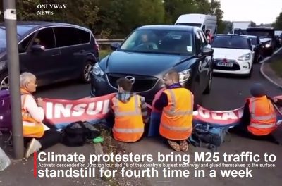 Экологические протестующие из группы Insulate Britain заблокировали M25 в четвертый раз за неделю.