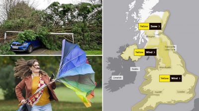 Почти вся Великобритания помещена под желтое предупреждение о погоде во вторник