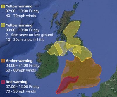 Редкое красное предупреждение о погоде - самый высокий уровень - было выпущено для частей юго-западной Англии и южного Уэльса