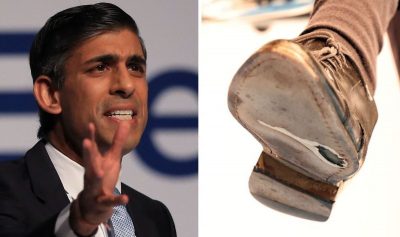 Rishi Sunak turns up to leadership debate with hole in his shoe