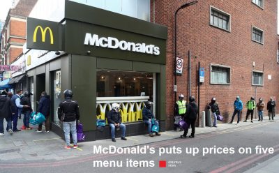 Сеть быстрого питания McDonald's повышает цену на пять пунктов