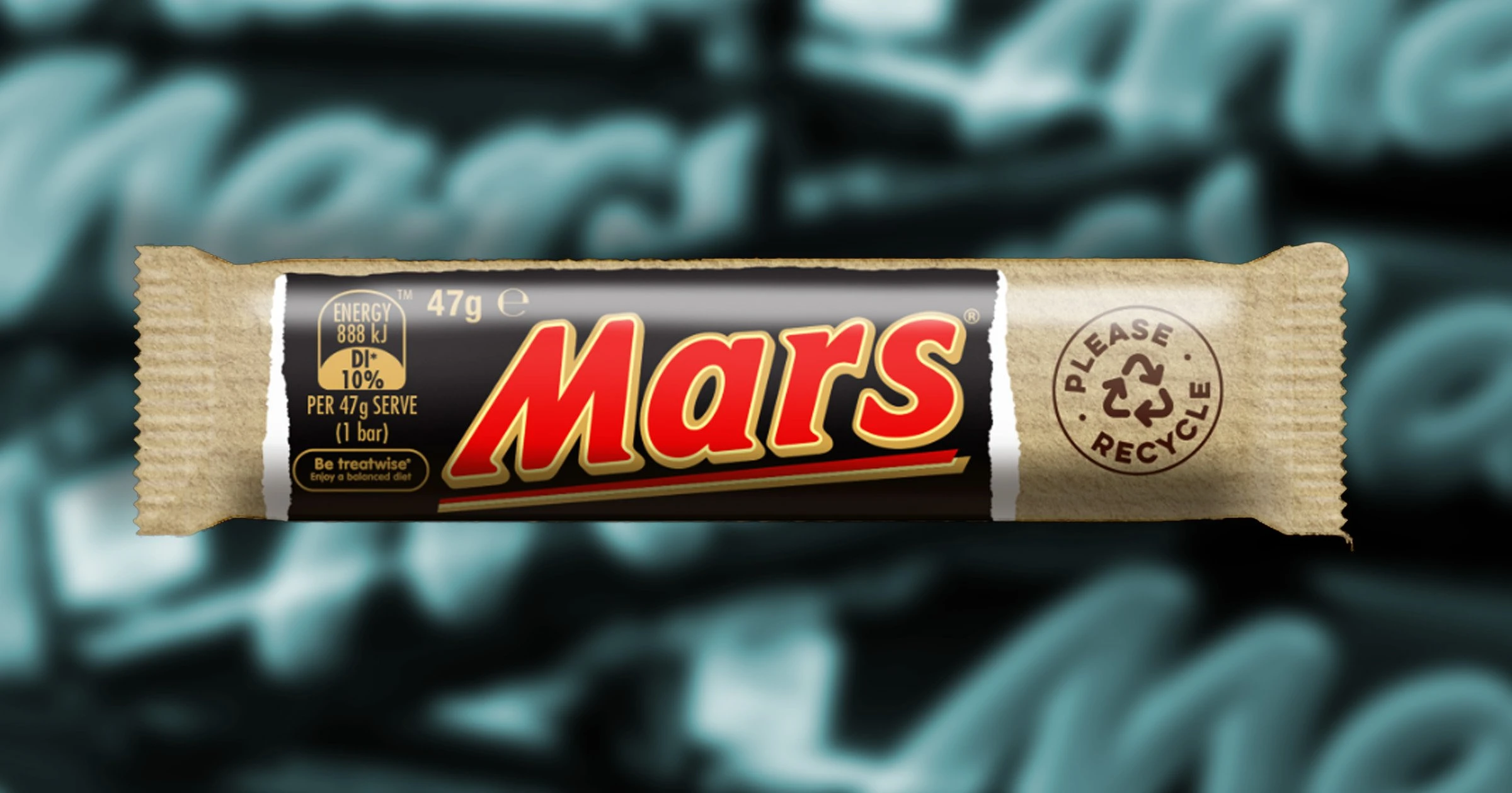 Пластиковая обертка для батончика Mars заменена на бумагу
